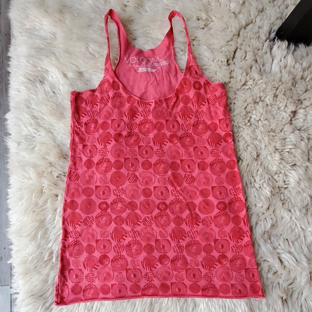 Volcom Raw Edge Graphic Print Racer Back Tank
